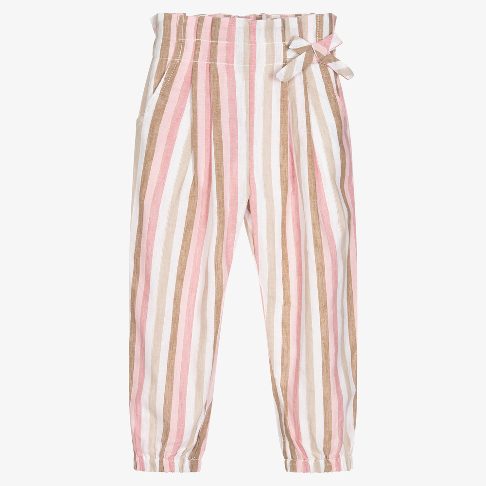 Mayoral - Girls Pink Linen Trousers | Childrensalon