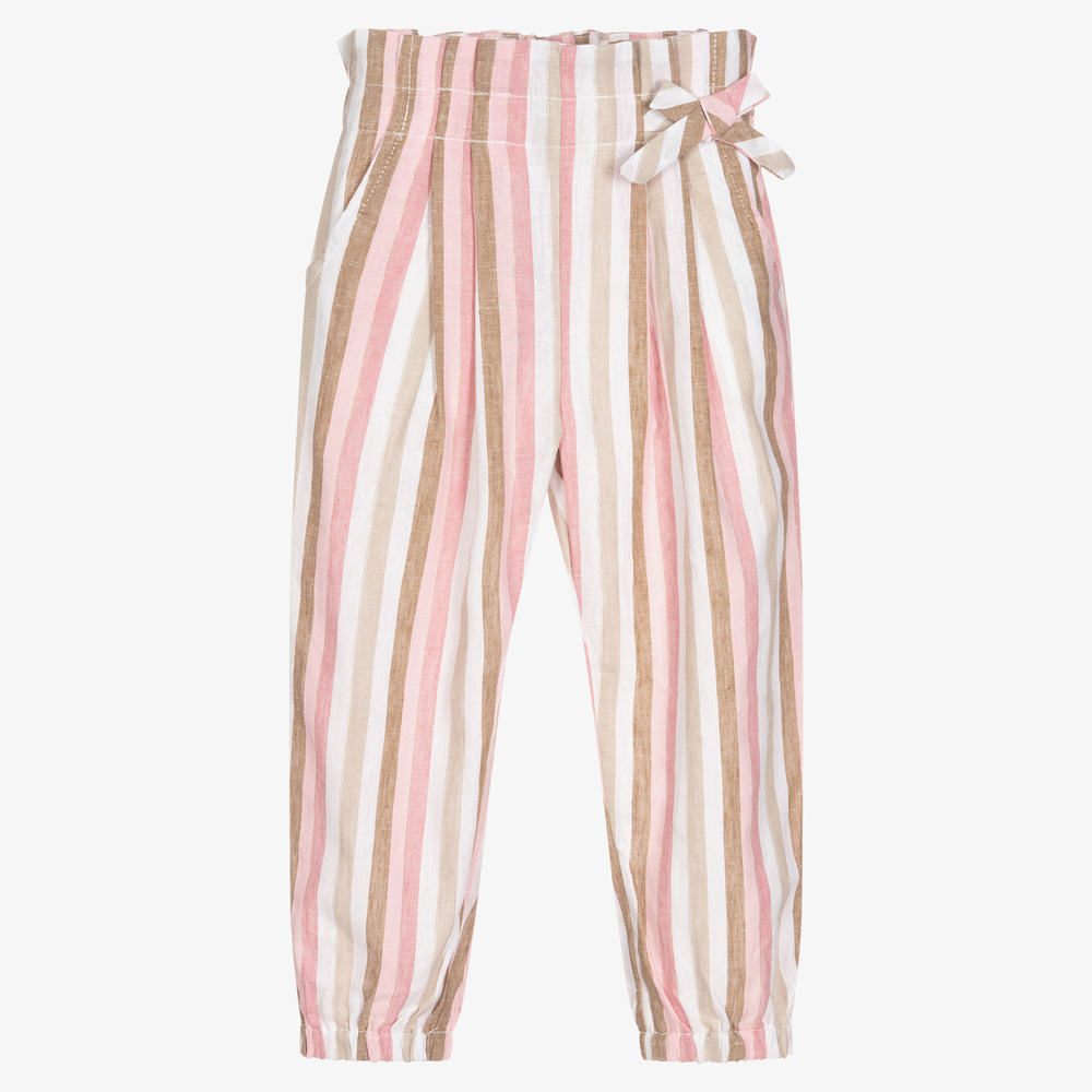 Mayoral - Pantalon rose en lin Fille | Childrensalon