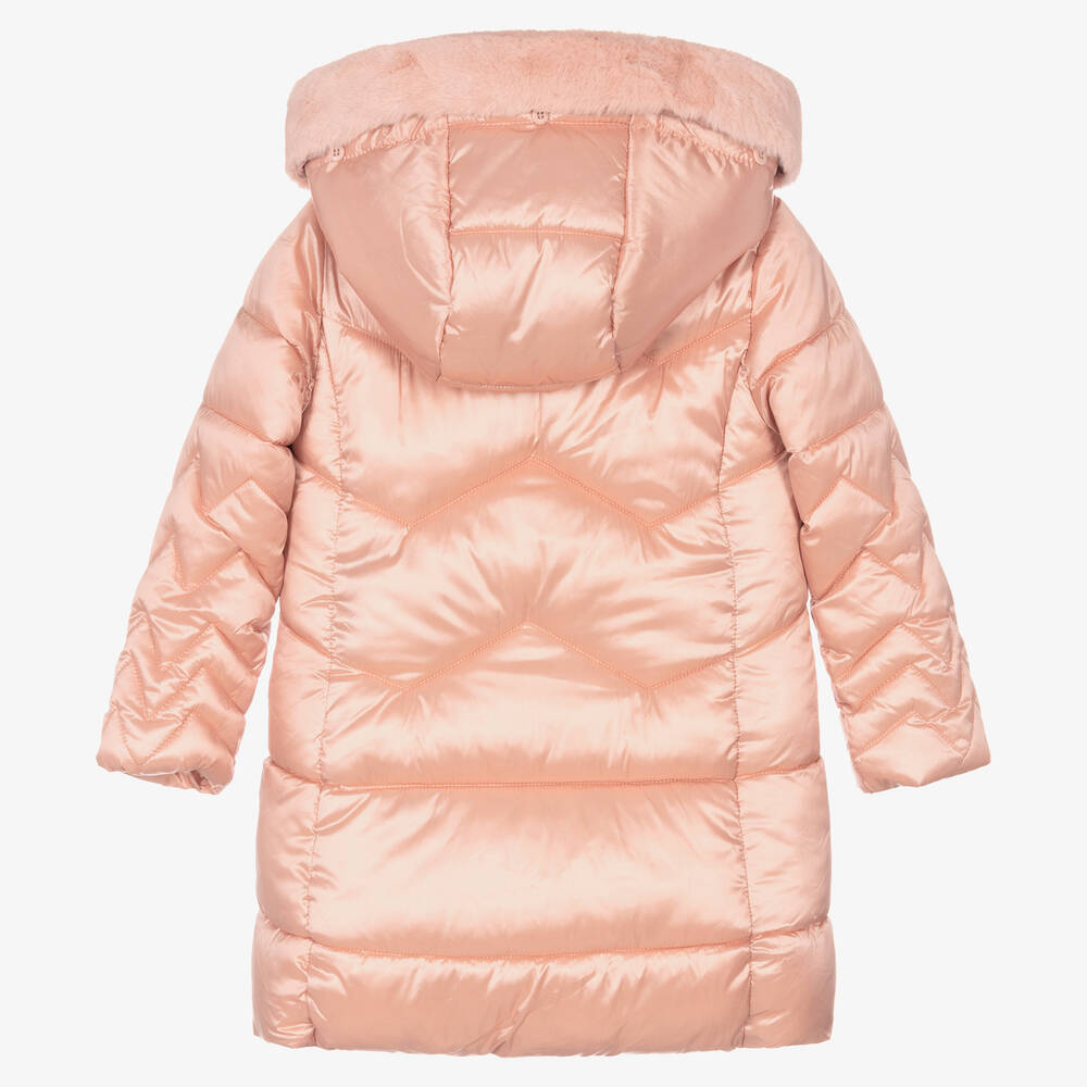 Mayoral-Girls Pink Long Puffer Coat | Childrensalon Outlet