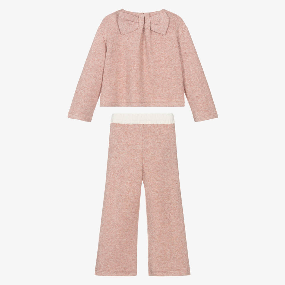 Mayoral-Girls Pink Lurex Knitted Trouser Set | Childrensalon Outlet