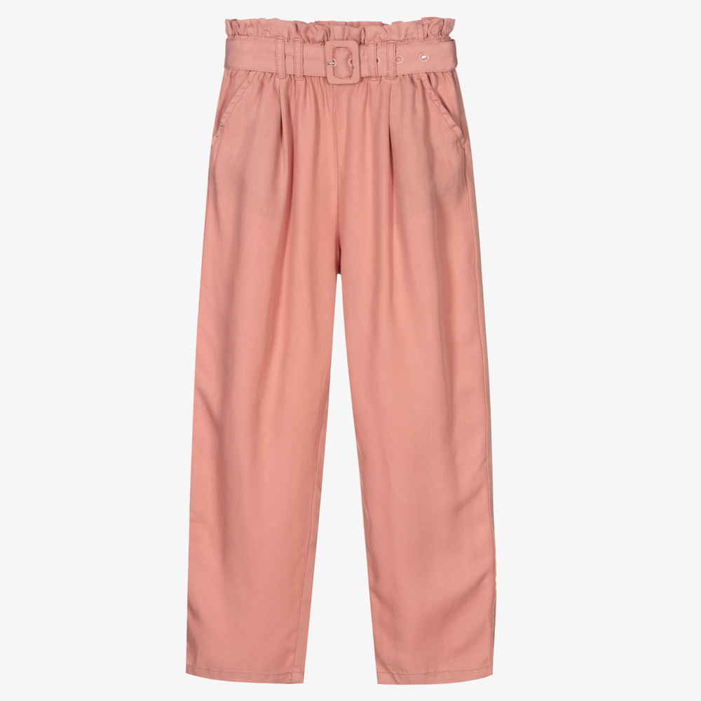 Mayoral - Girls Pink Lyocell Trousers | Childrensalon