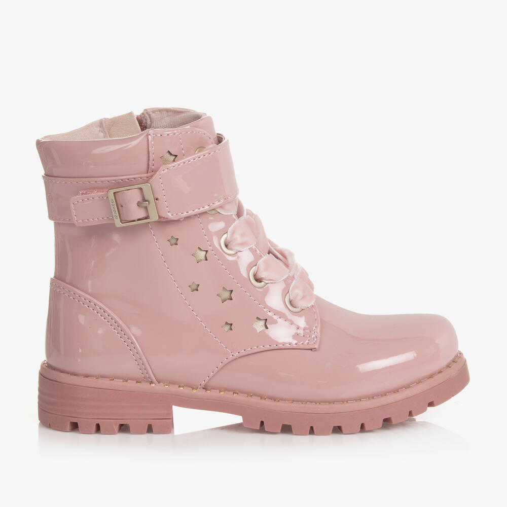 Mayoral Girls Pink Patent Faux Leather Boots Childrensalon Outlet