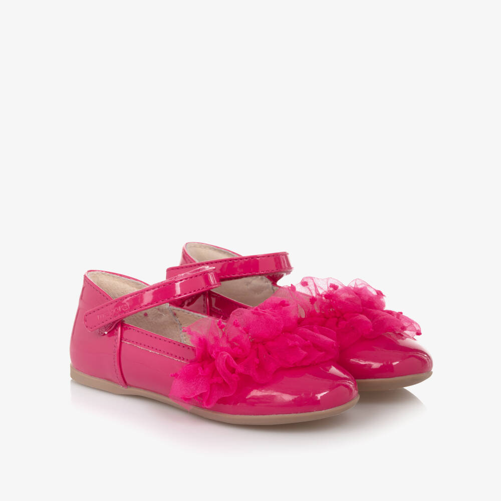 Mayoral-Girls Pink Patent Organza Ruffle Pumps | Childrensalon Outlet