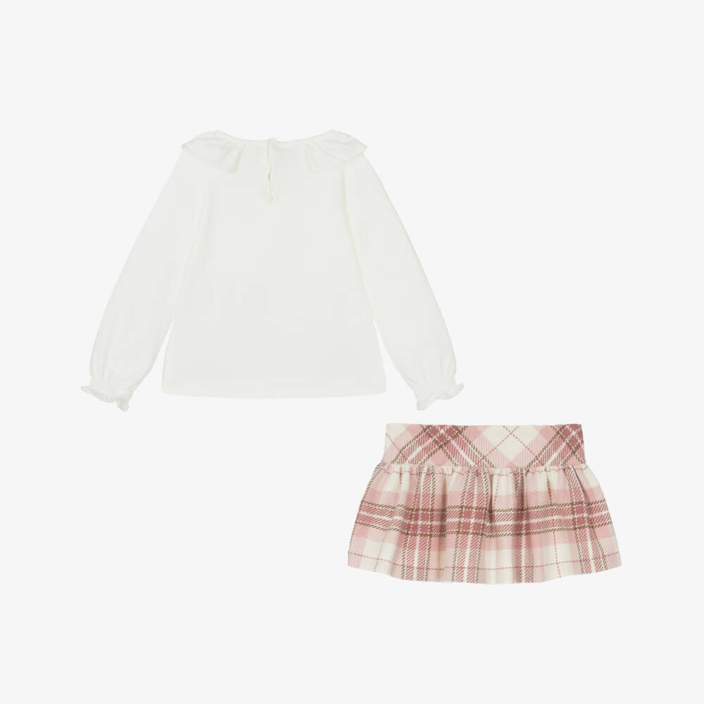 Mayoral-Girls Pink Plaid Skirt Outfit | Childrensalon Outlet