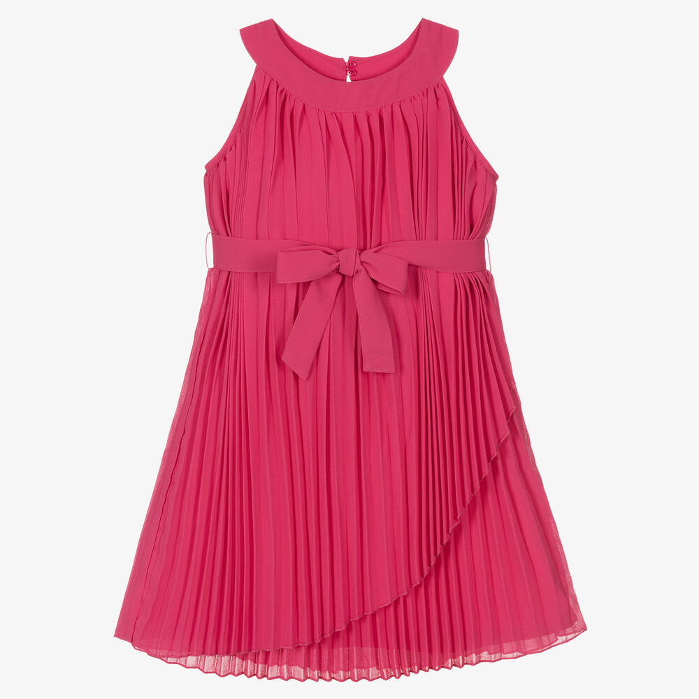Mayoral - Girls Pink Pleated Chiffon Dress | Childrensalon