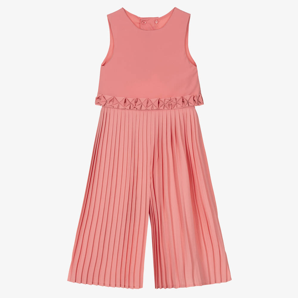 Mayoral - Girls Pink Pleated Crêpe Jumpsuit | Childrensalon