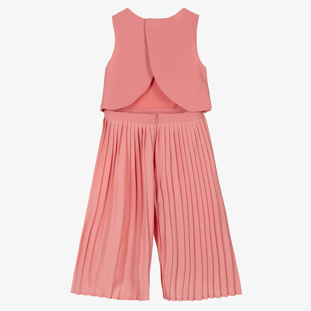 Mayoral - Girls Pink Pleated Crêpe Jumpsuit | Childrensalon