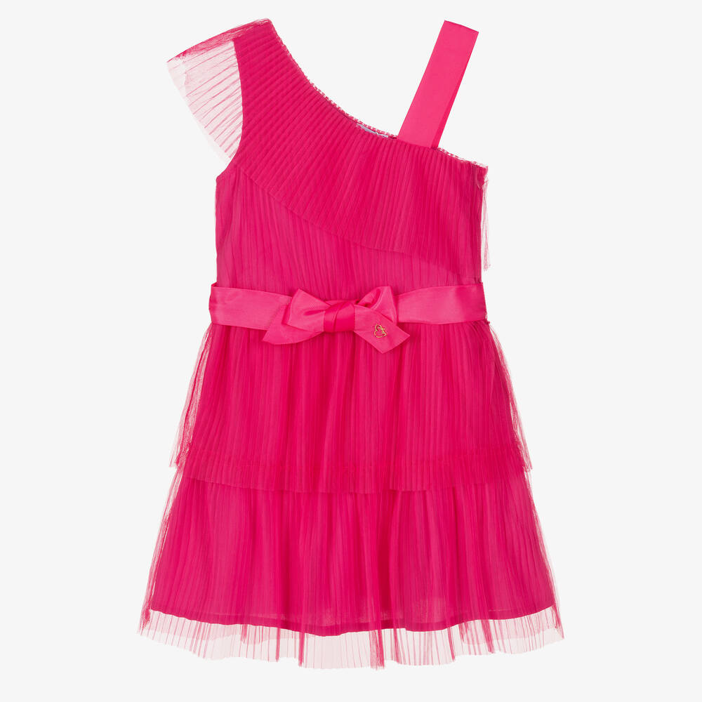 Mayoral - Girls Pink Pleated Tulle Dress | Childrensalon