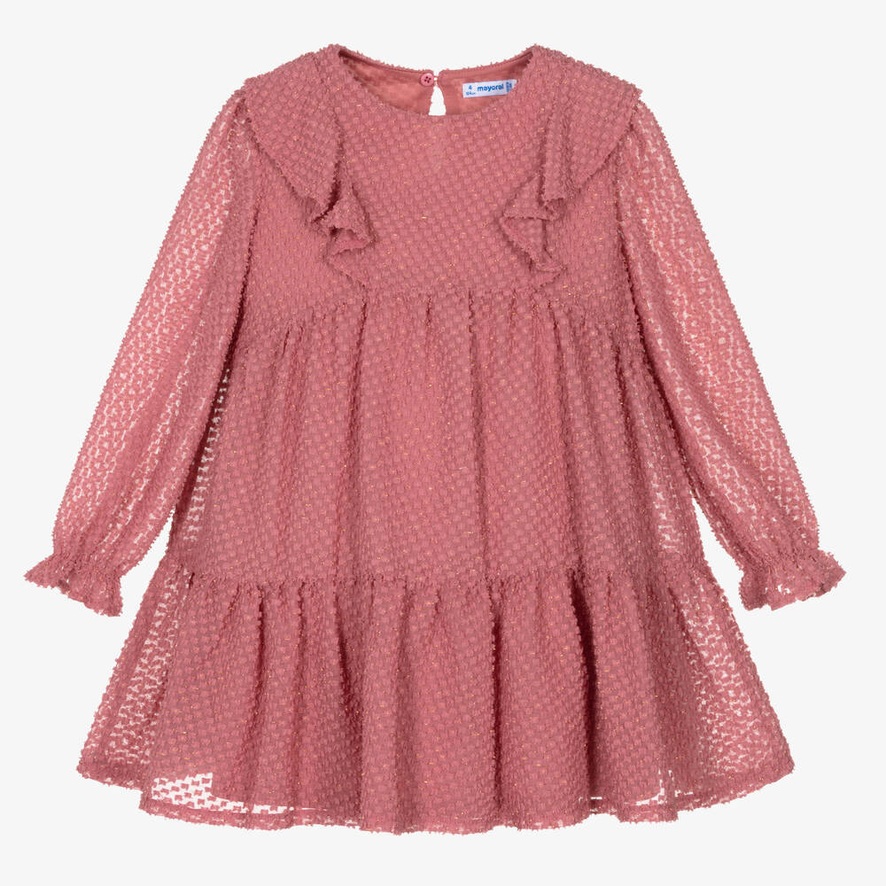 Mayoral - Robe rose en mousseline plumetis | Childrensalon