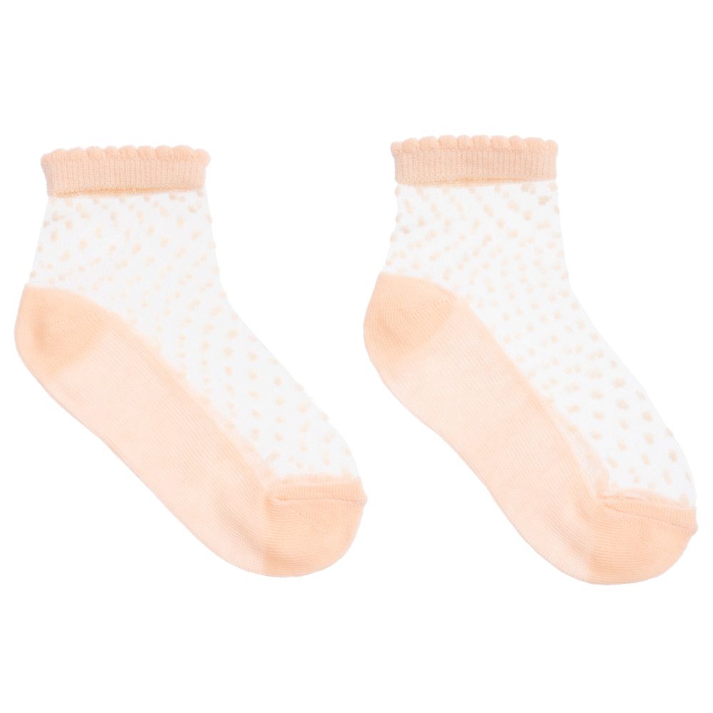 Mayoral - Girls Pink Plumeti Socks  | Childrensalon