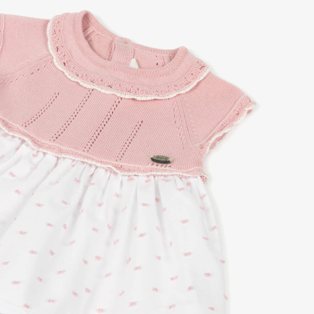 Mayoral Newborn-Girls Pink Pointelle Cotton Dress | Childrensalon Outlet