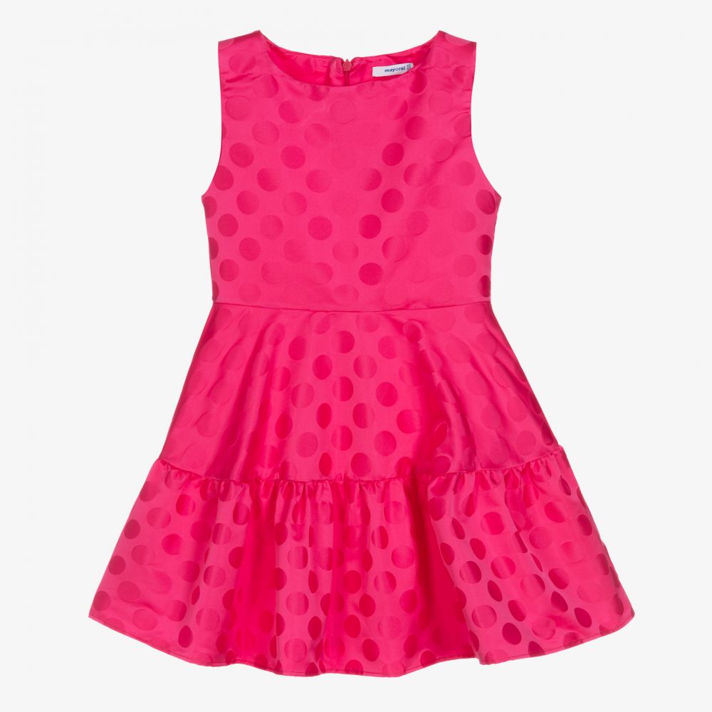 Mayoral-Girls Pink Polka Dot Dress | Childrensalon Outlet