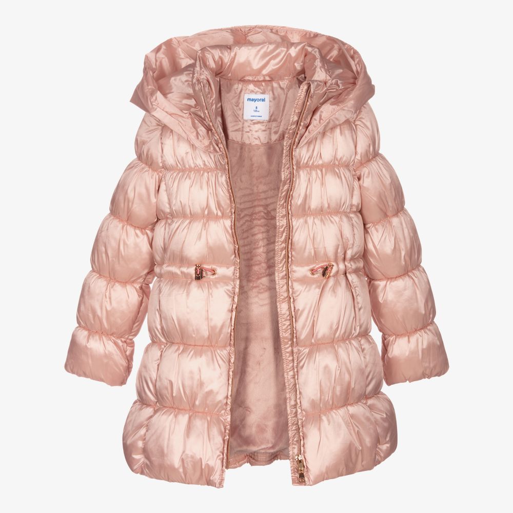 Mayoral-Girls Pink Puffer Coat | Childrensalon Outlet