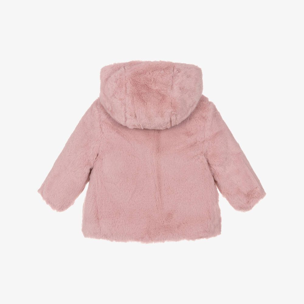 Mayoral-Girls Pink Puffer & Faux Fur Reversible Jacket | Childrensalon Outlet
