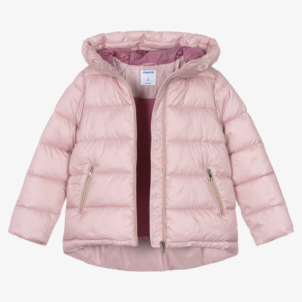 Mayoral-Розовый пуховик с капюшоном | Childrensalon Outlet