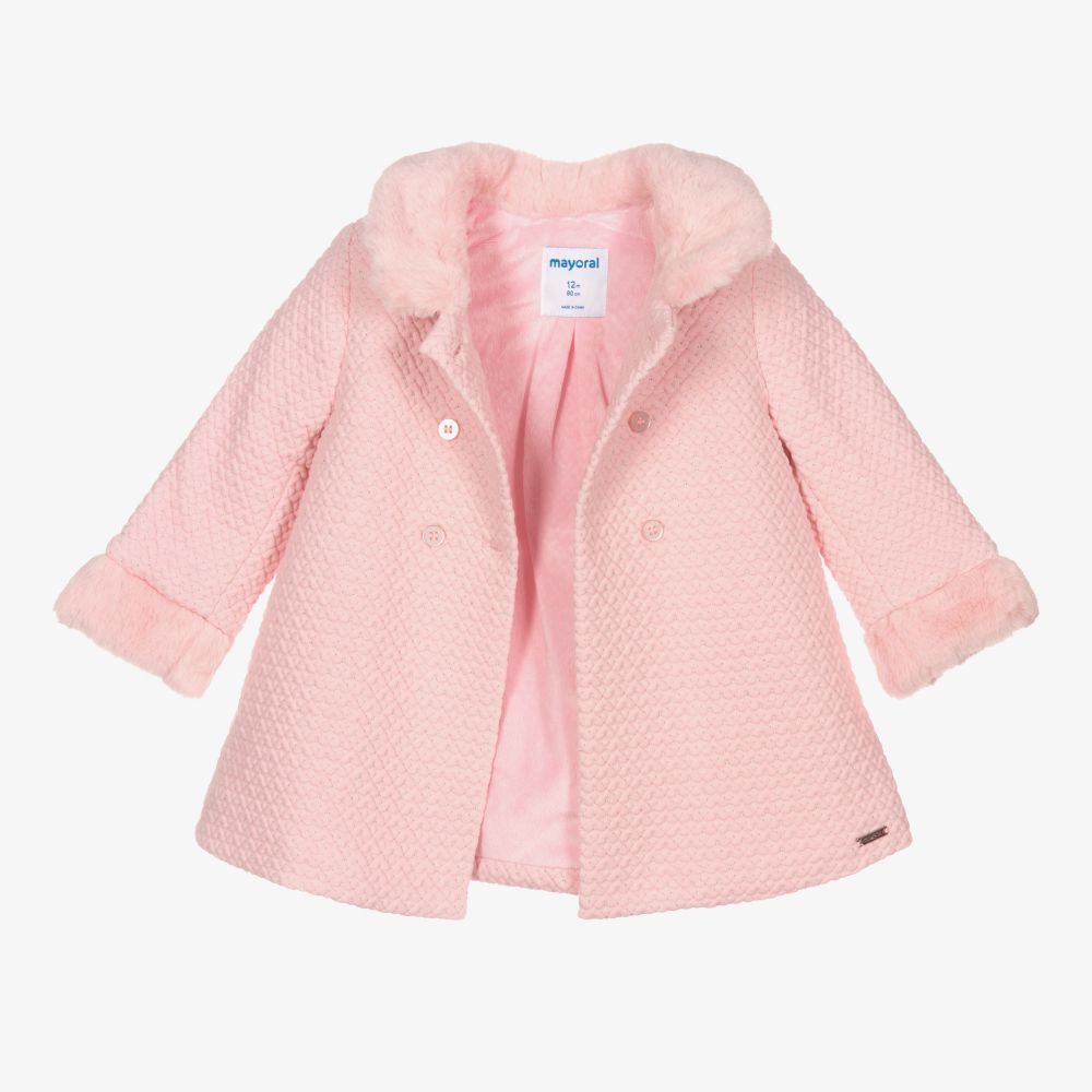 Mayoral Girls Pink Quilted Coat Childrensalon Outlet