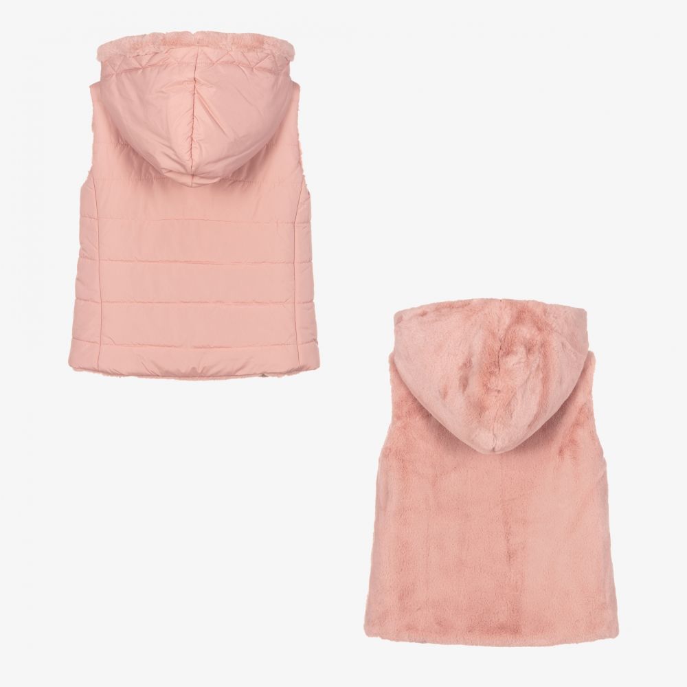 Mayoral-Розовый двусторонний жилет для девочек | Childrensalon Outlet