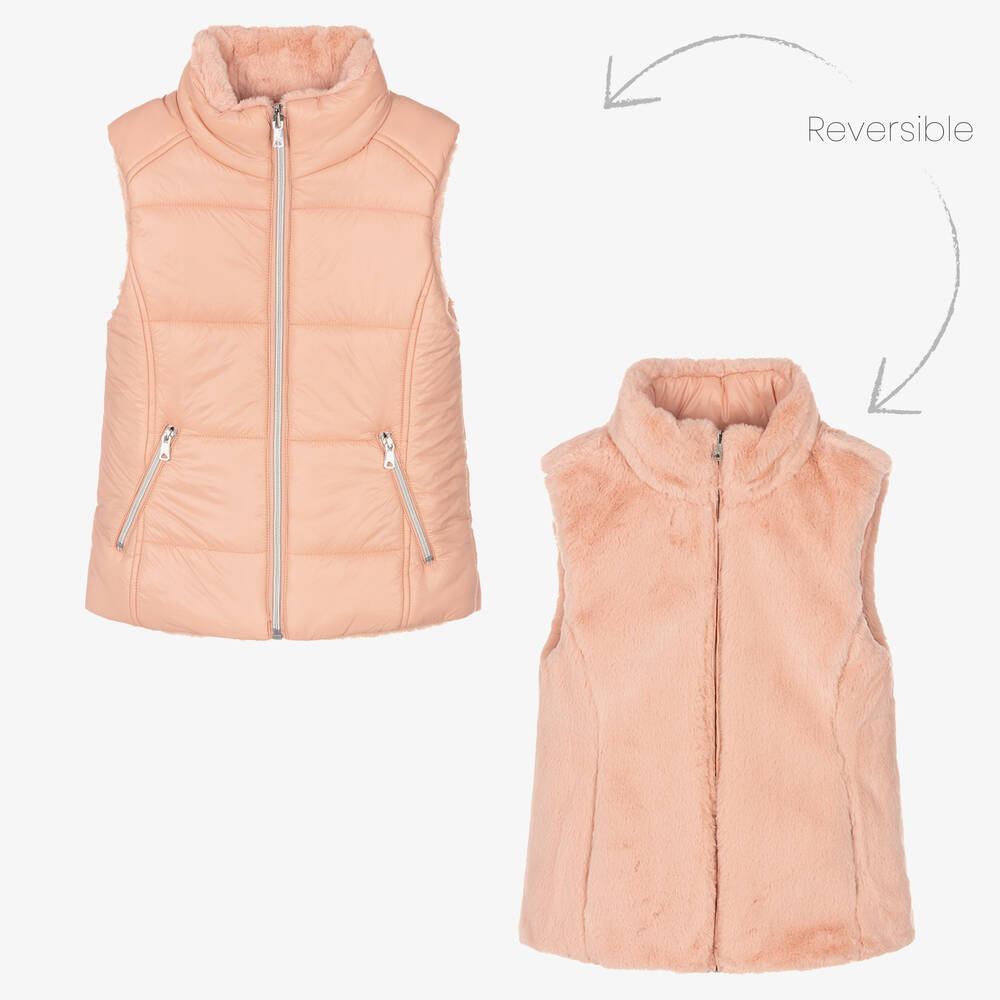 Mayoral - Girls Pink Reversible Gilet | Childrensalon