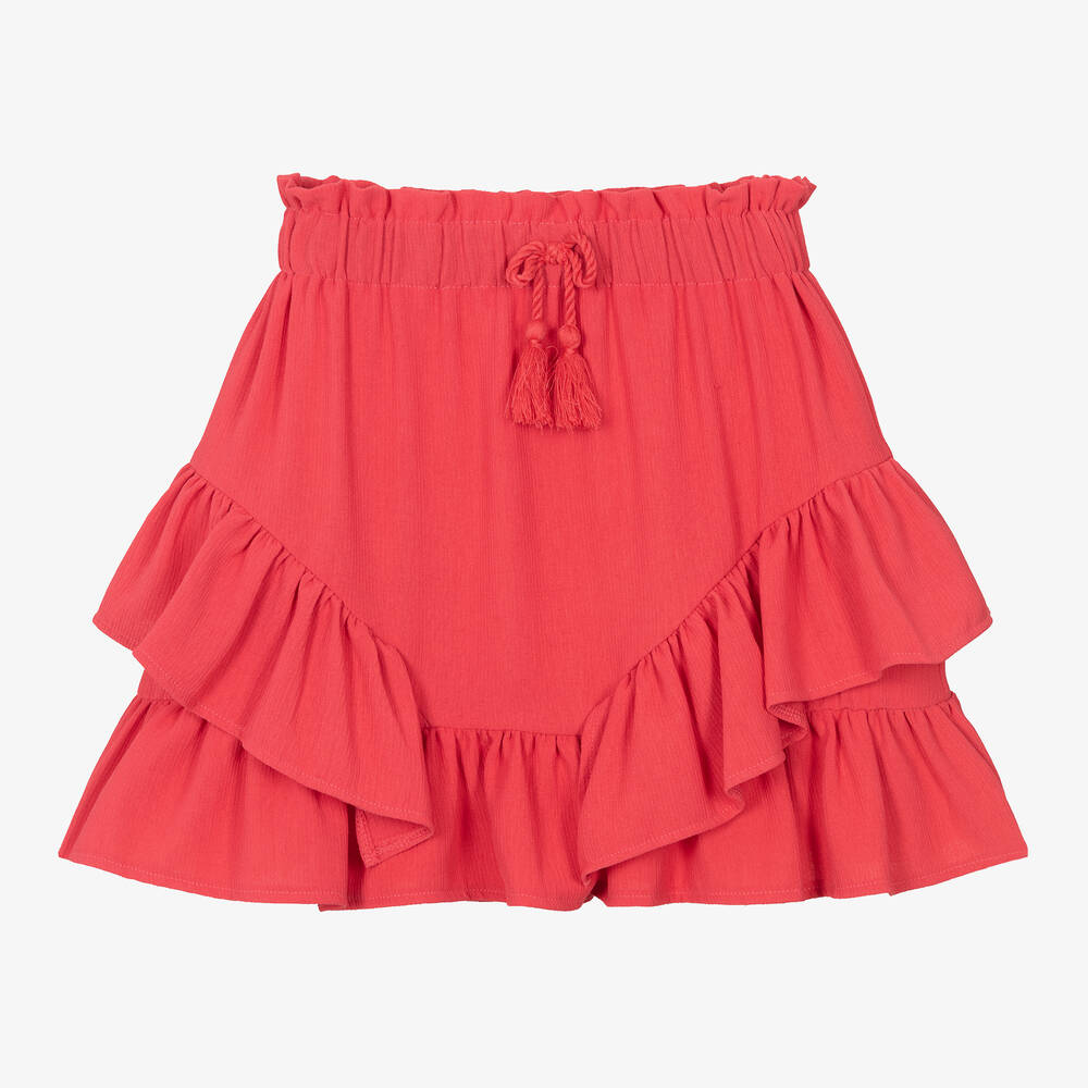 Mayoral - Розовая юбка с рюшами для девочек | Childrensalon