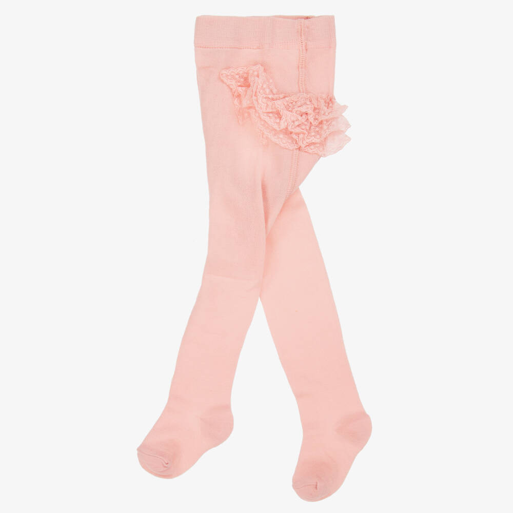 Mayoral Newborn-Girls Pink Ruffled Lace Tights | Childrensalon Outlet
