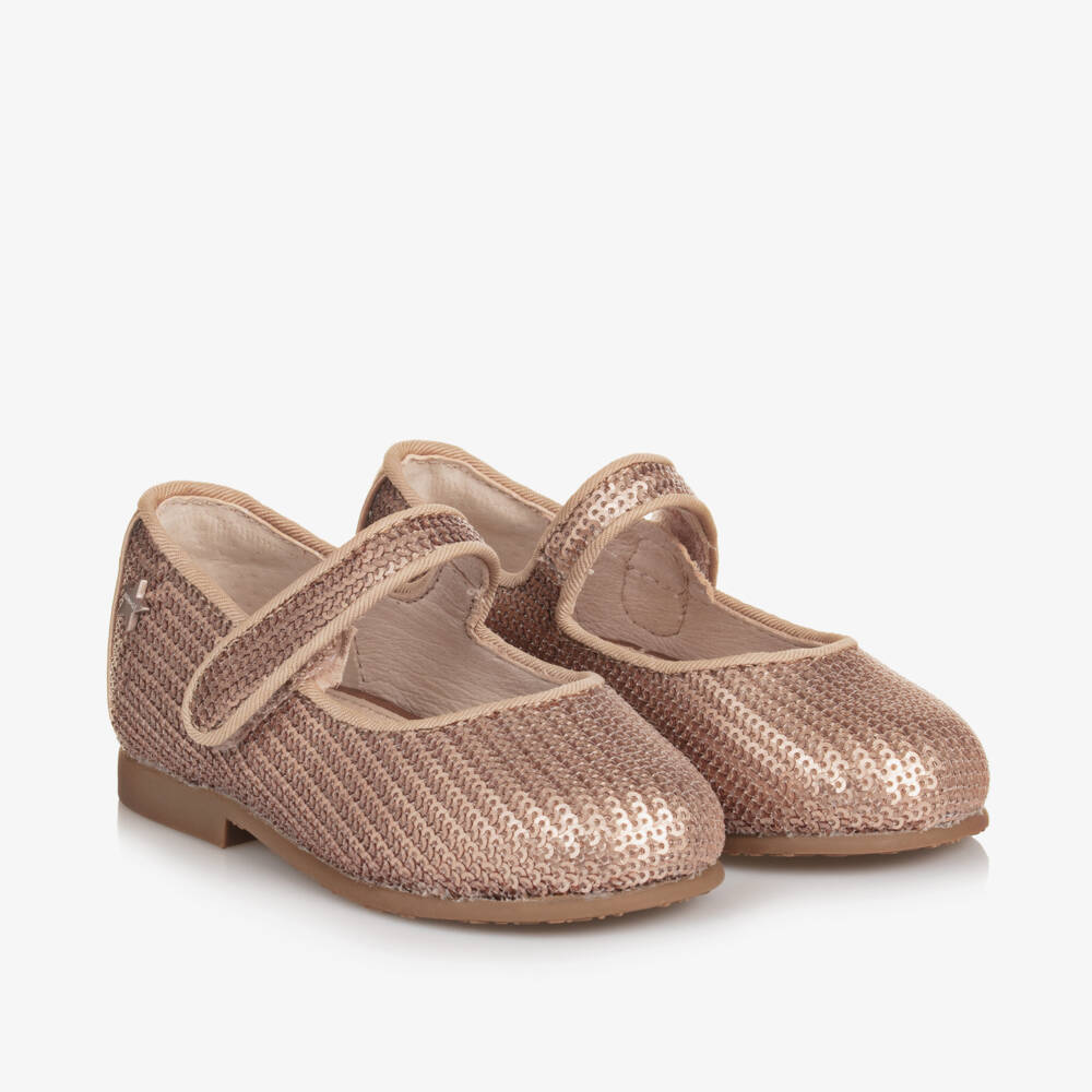 Mayoral-Туфли на липучке с золотистыми пайетками для девочек | Childrensalon Outlet