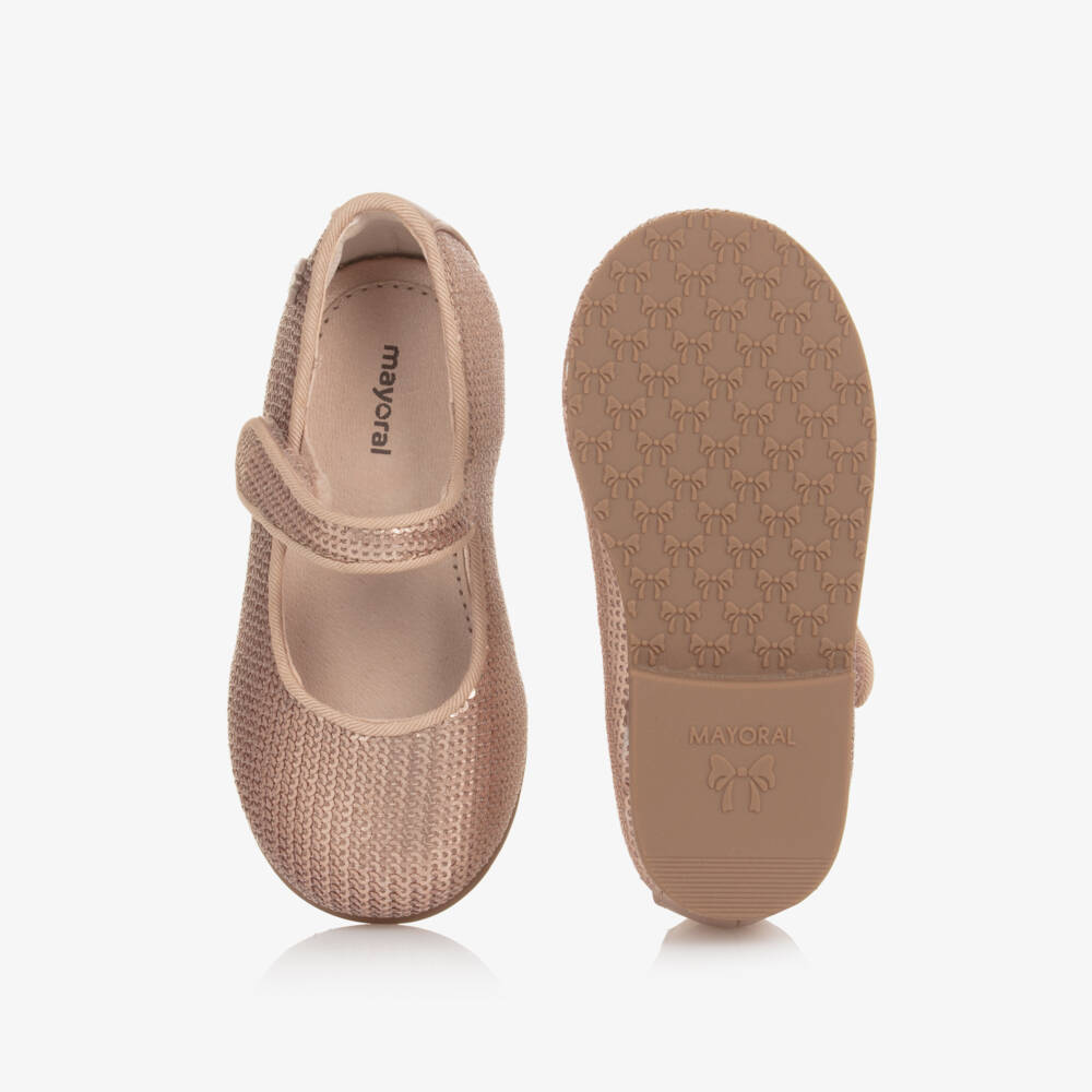 Mayoral-Туфли на липучке с золотистыми пайетками для девочек | Childrensalon Outlet