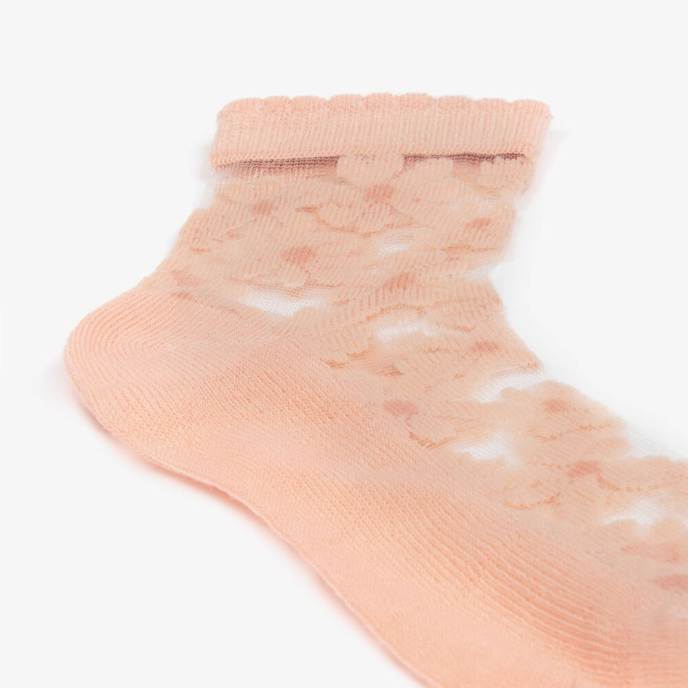 Mayoral-Girls Pink Sheer Floral Socks | Childrensalon Outlet