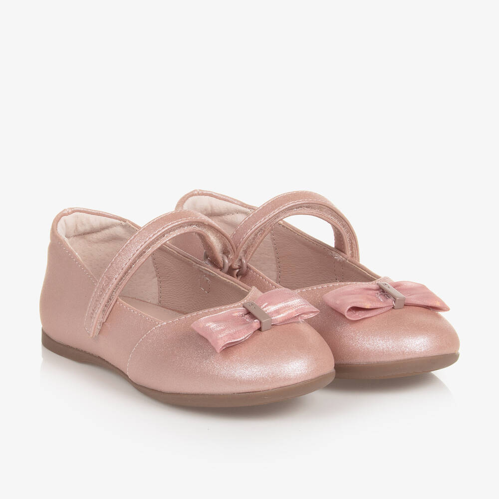 Mayoral - Girls Pink Shimmer Mary Jane Shoes | Childrensalon