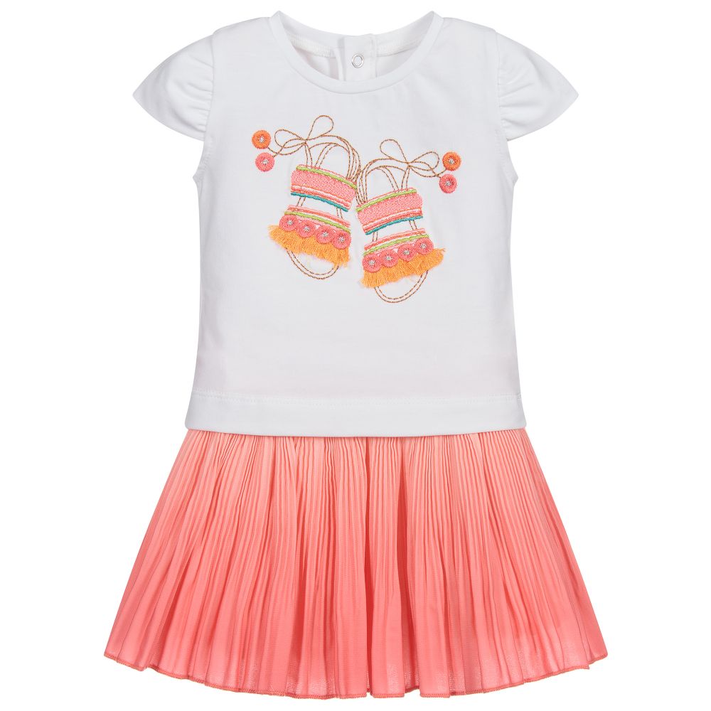 Mayoral - Белый топ с розовой юбкой для девочек | Childrensalon