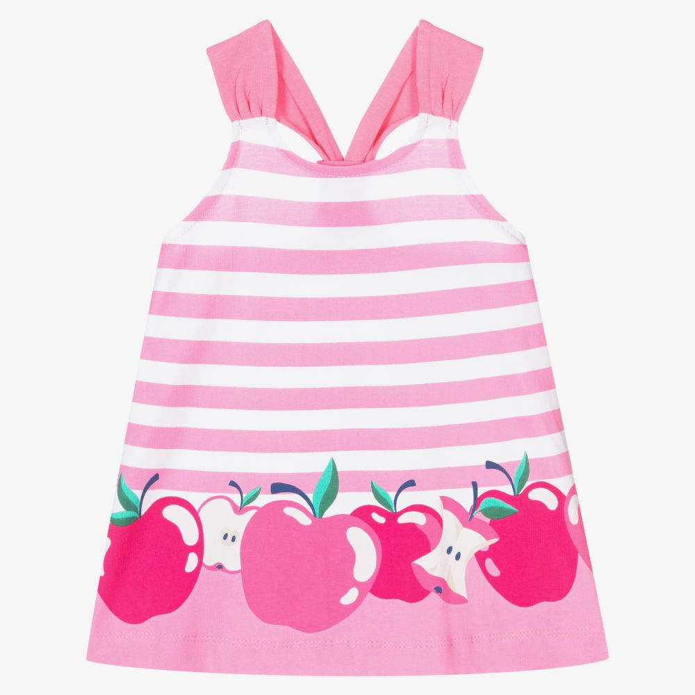 Mayoral - Розовое хлопковое платье в полоску для девочек | Childrensalon