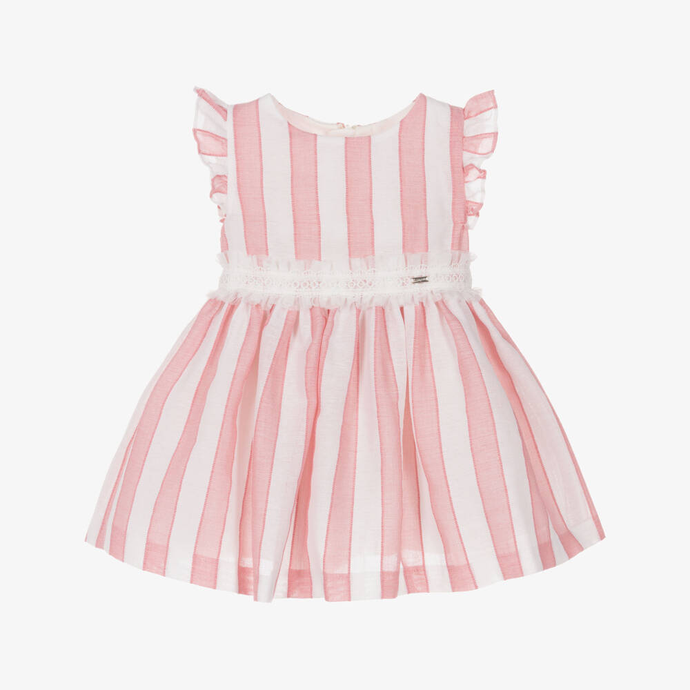 Mayoral-Girls Pink Striped Day Frock | Childrensalon Outlet