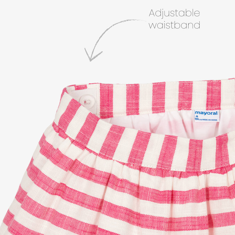 Mayoral-Girls Pink Striped Skirt Set  | Childrensalon Outlet