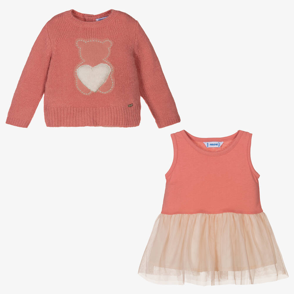 Mayoral-Розовый свитер и платье для девочек | Childrensalon Outlet