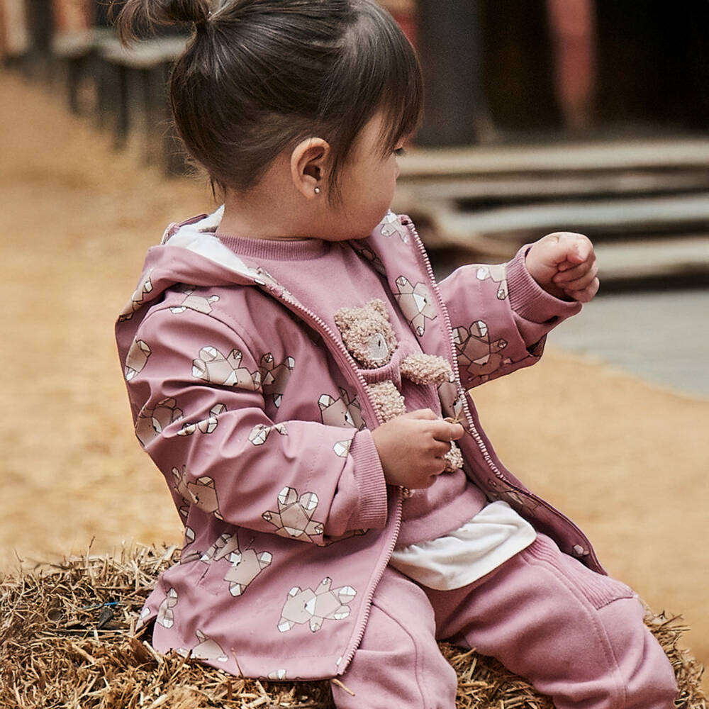 Mayoral-Girls Pink Teddy Bear Raincoat | Childrensalon Outlet