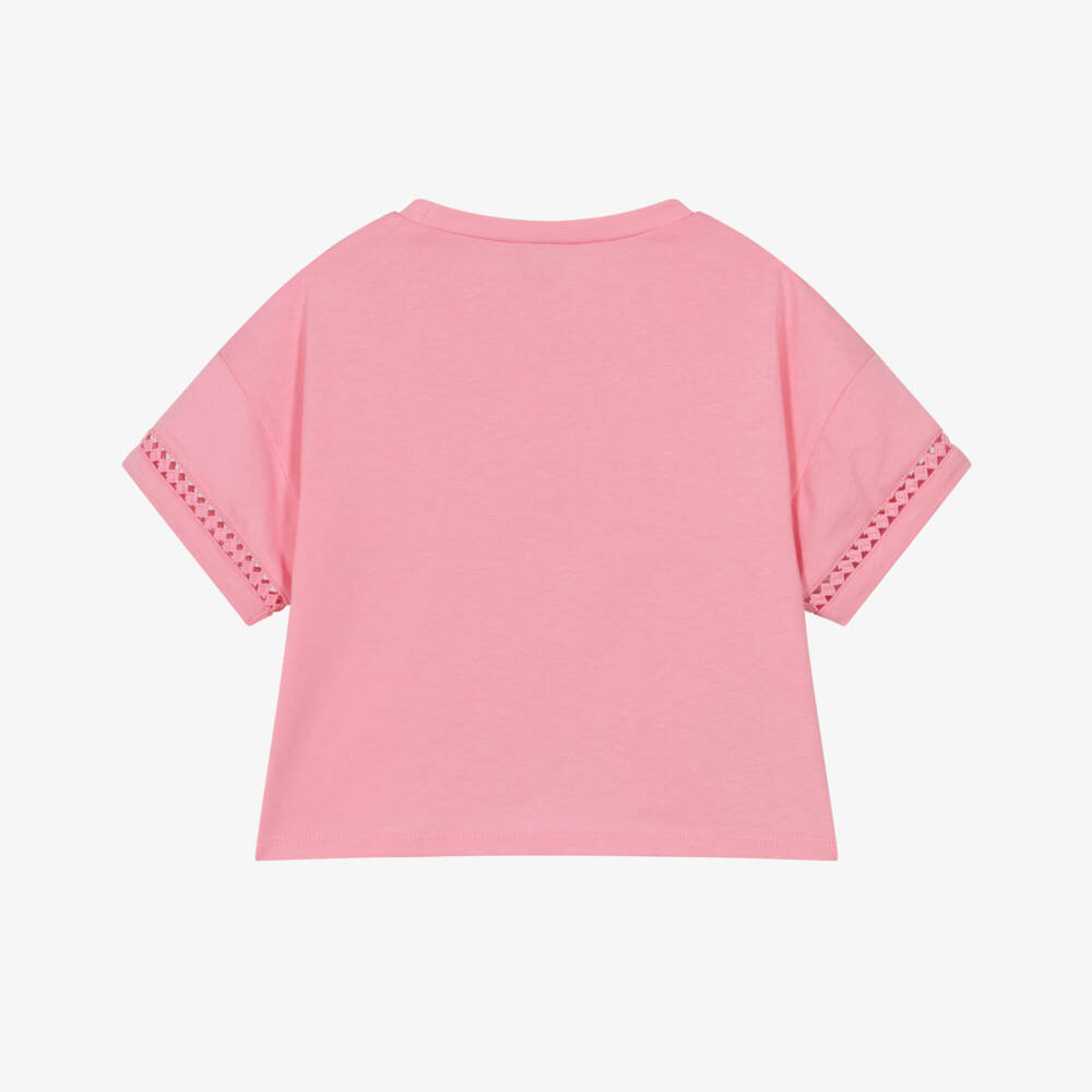 Mayoral-Girls Pink Tie Front T-Shirt | Childrensalon Outlet