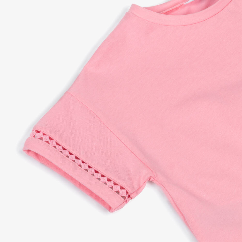 Mayoral-Girls Pink Tie Front T-Shirt | Childrensalon Outlet