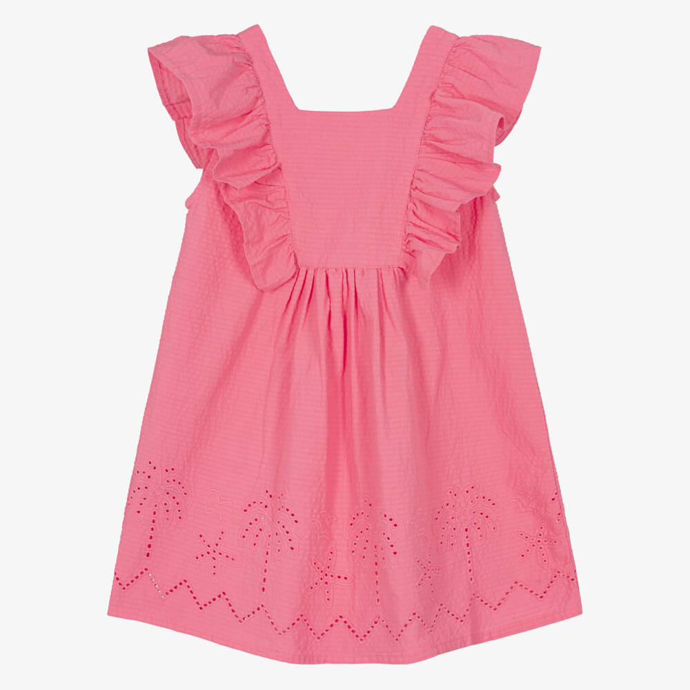 Mayoral-Girls Pink Tropical Palm Dress | Childrensalon Outlet