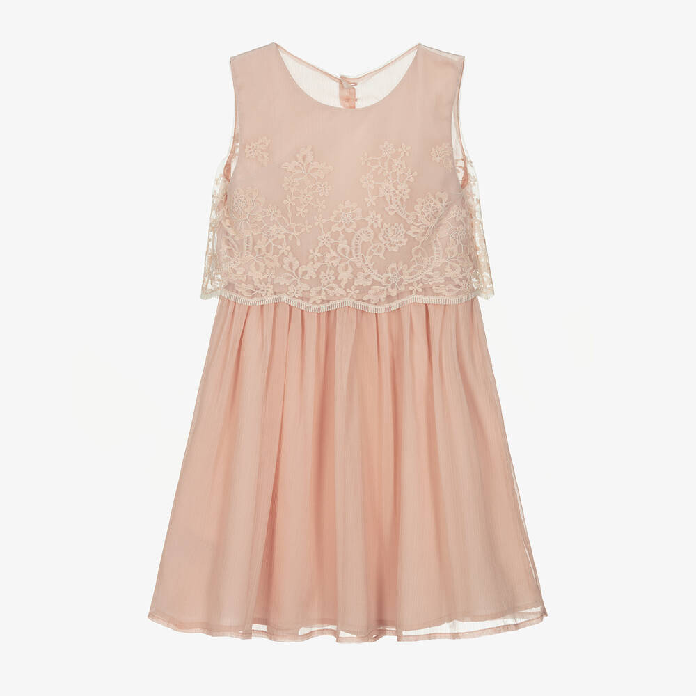 Mayoral-Girls Pink Tulle & Chiffon Dress | Childrensalon Outlet