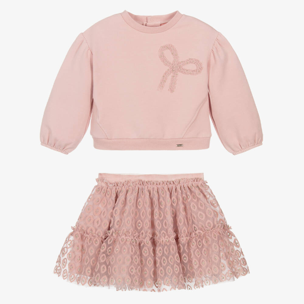 Mayoral-Girls Pink Tulle Skirt Outfit | Childrensalon Outlet