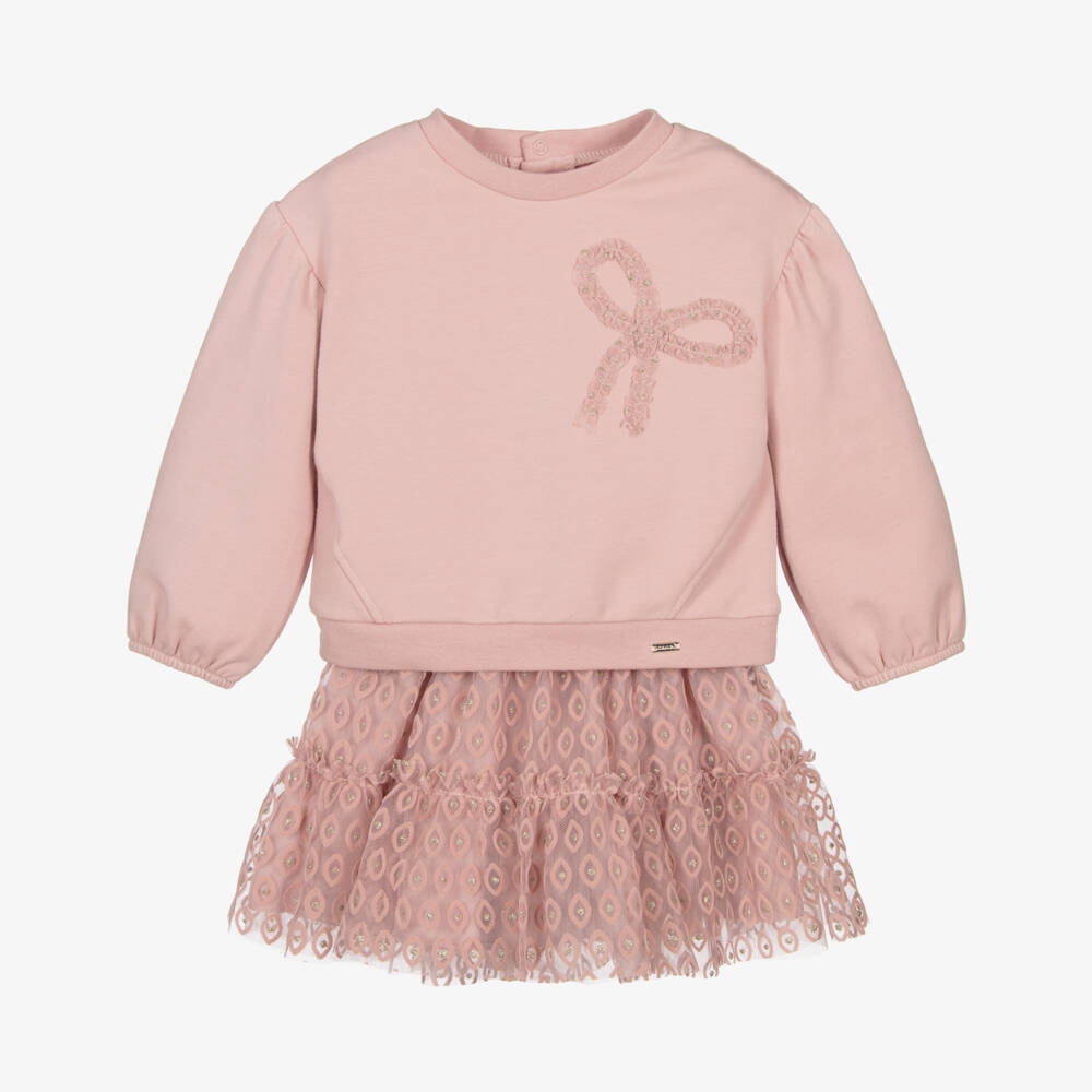 Mayoral-Girls Pink Tulle Skirt Outfit | Childrensalon Outlet