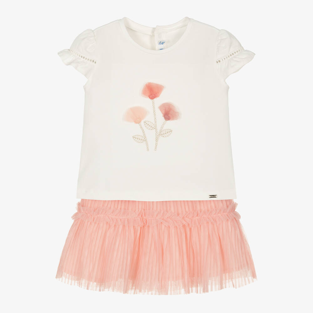 Mayoral-Girls Pink Tulle Skirt Set | Childrensalon Outlet