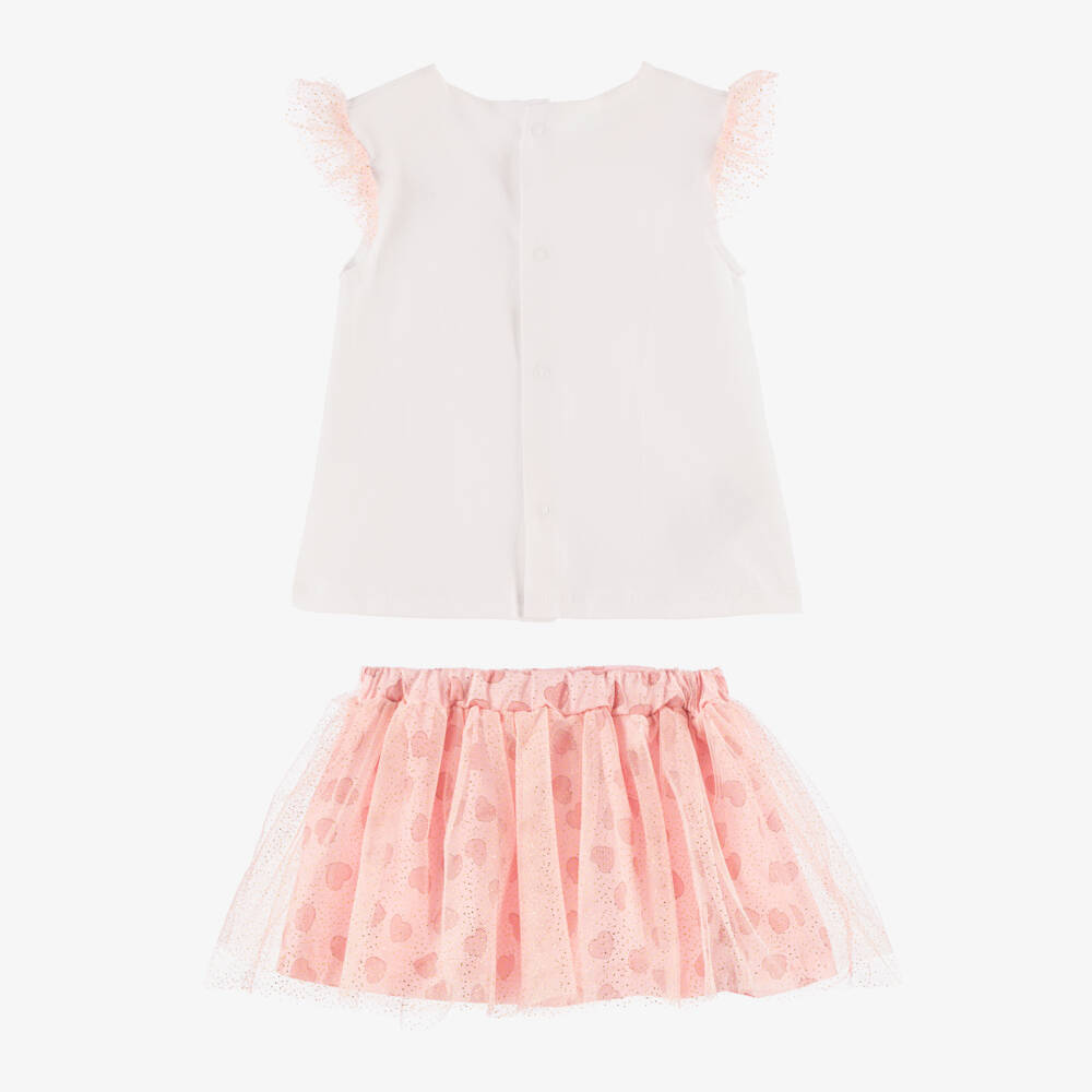 Mayoral Newborn-Girls Pink Tulle & White Cotton Ensemble | Childrensalon Outlet