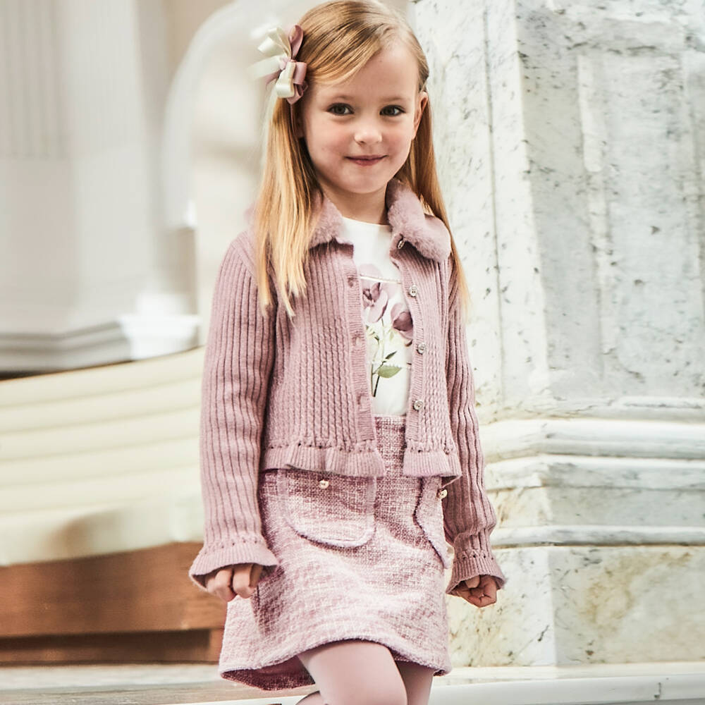Mayoral-Girls Pink Tweed Effect Skort | Childrensalon Outlet