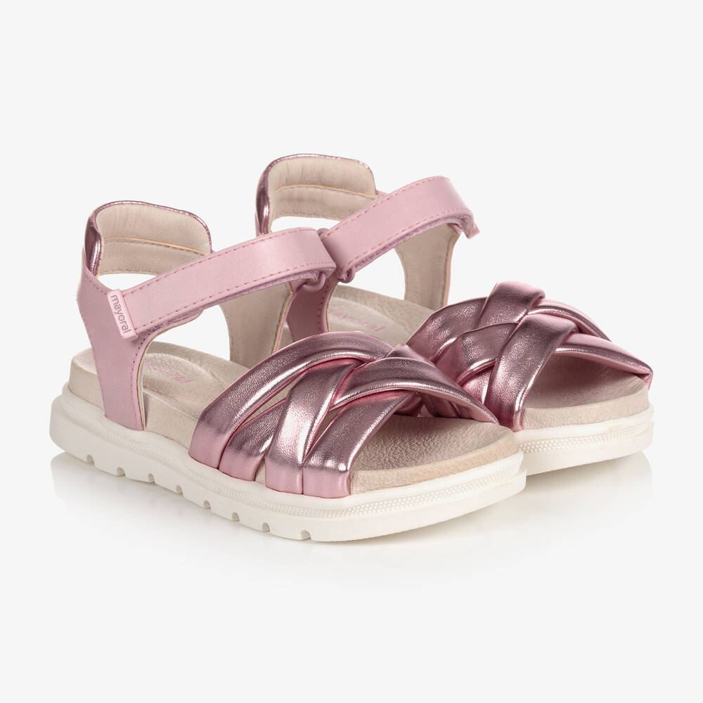 Mayoral - Girls Pink Velcro Sandals | Childrensalon