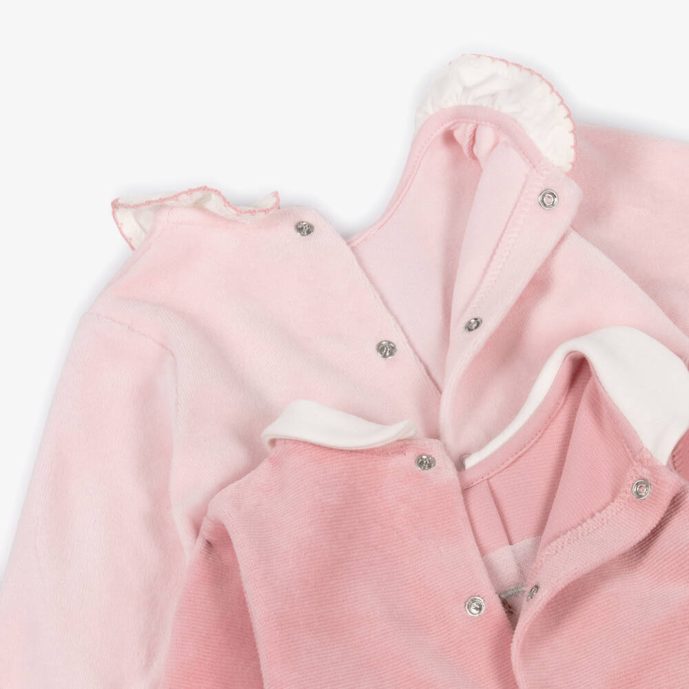 Mayoral Newborn-Girls Pink Velour Babygrows with Puppy Appliqués (2 Pack) | Childrensalon Outlet