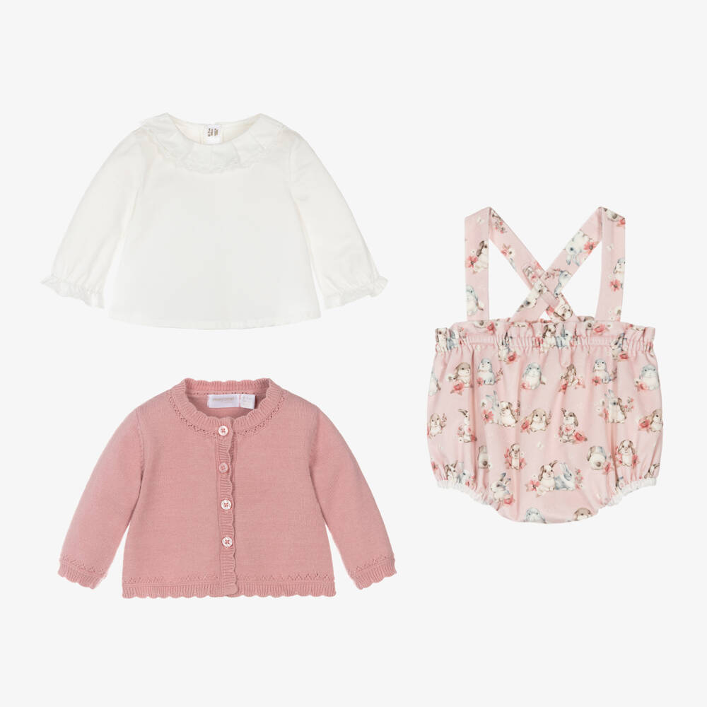 Mayoral Newborn-Girls Pink Velvet Bunny Outfit | Childrensalon Outlet