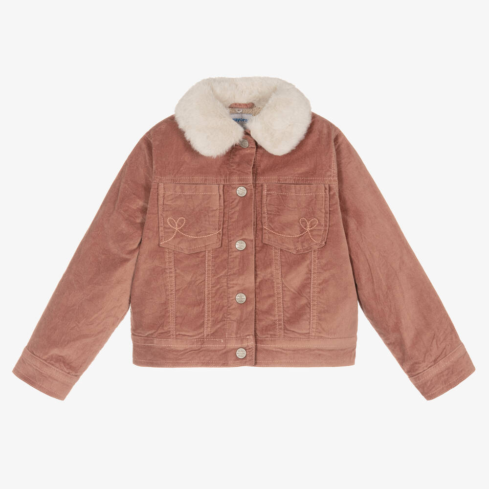 Mayoral - Розовая бархатная куртка для девочек | Childrensalon