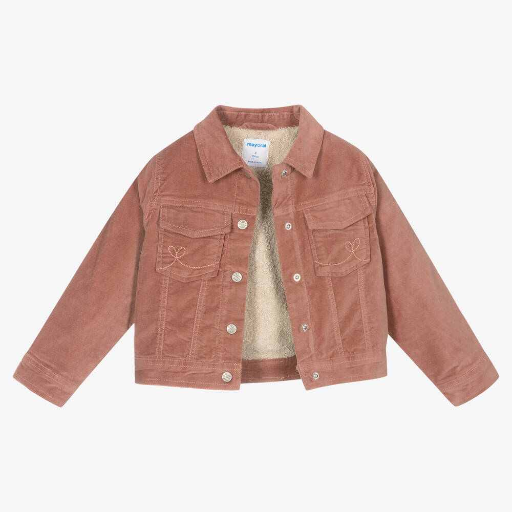 Mayoral Girls Pink Velvet Jacket Childrensalon Outlet