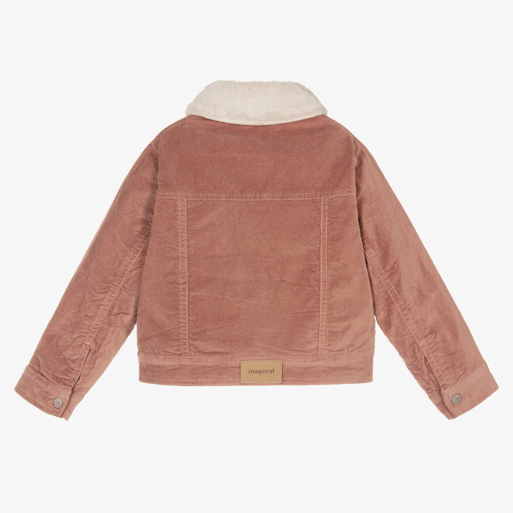 Mayoral-Girls Pink Velvet Jacket | Childrensalon Outlet