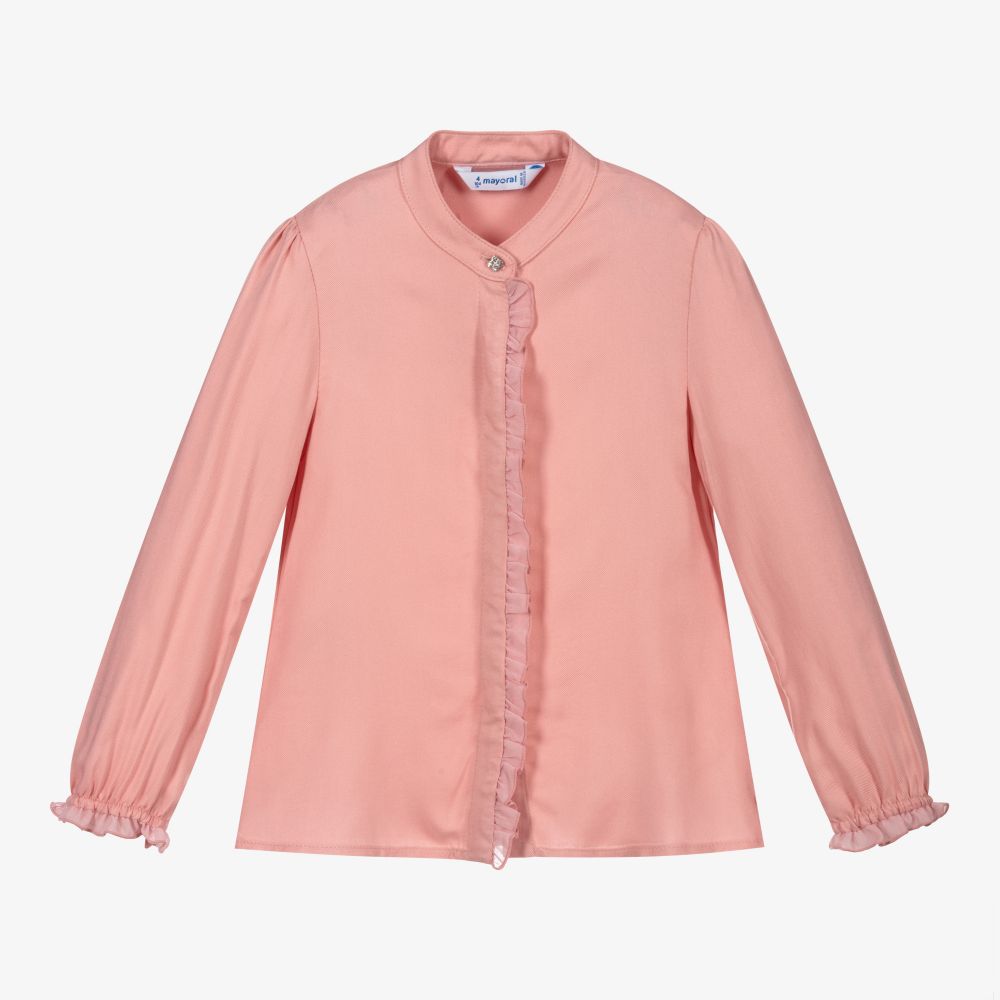 Mayoral - Розовая блузка из вискозы для девочек | Childrensalon